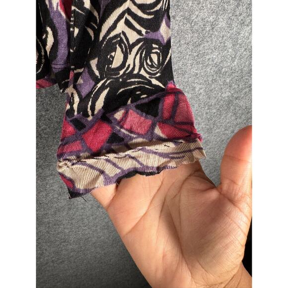 Chico's Travelers Top Women 0 Small‎ Long Sleeve Floral Artsy eclectic abstract - Picture 5 of 7